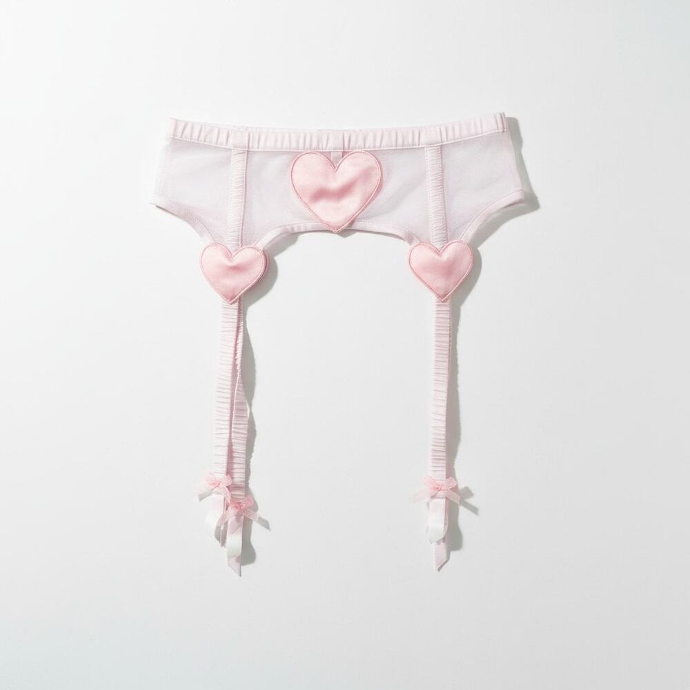 NEW For Love & Lemons S Pink Heart Garter Belt Lingerie Valentines Day Sexy